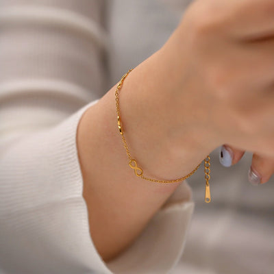 Bracelet chaîne, triple infini, doré, en acier inoxydable, pour femme, modèle Erisel - La Boutique du Bracelet