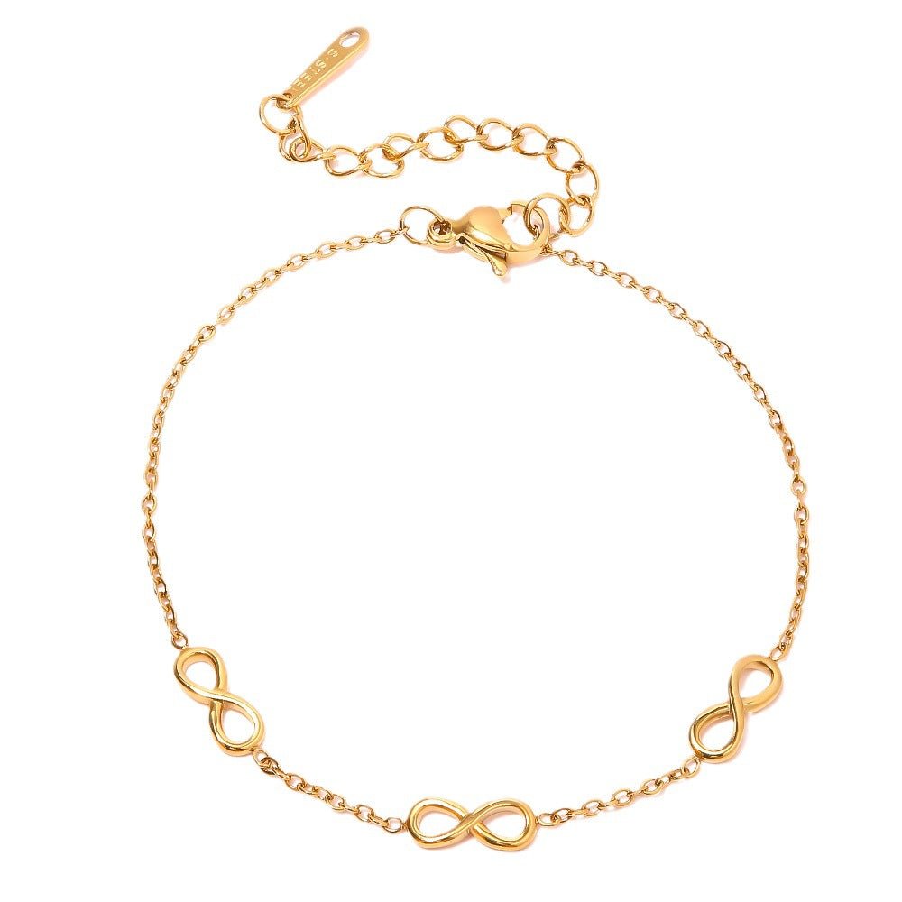 Bracelet chaîne, triple infini, doré, en acier inoxydable, pour femme, modèle Erisel - La Boutique du Bracelet