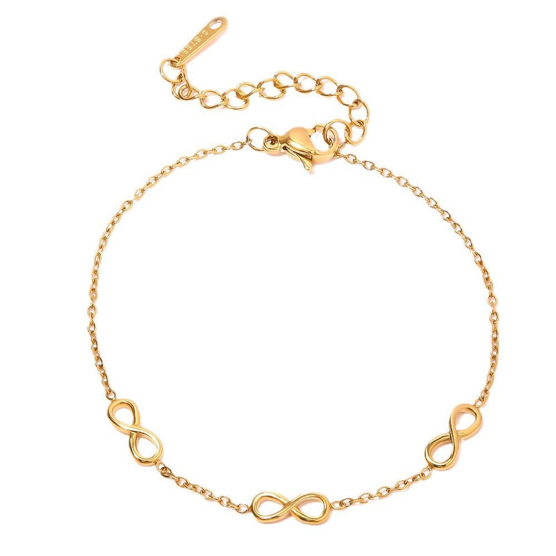 Bracelet chaîne, triple infini, doré, en acier inoxydable, pour femme, modèle Erisel - La Boutique du Bracelet
