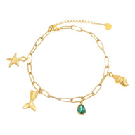 Bracelet charms de la mer, en acier inoxydable, zircon vert, pour femme, modèle Pattie - La Boutique du Bracelet