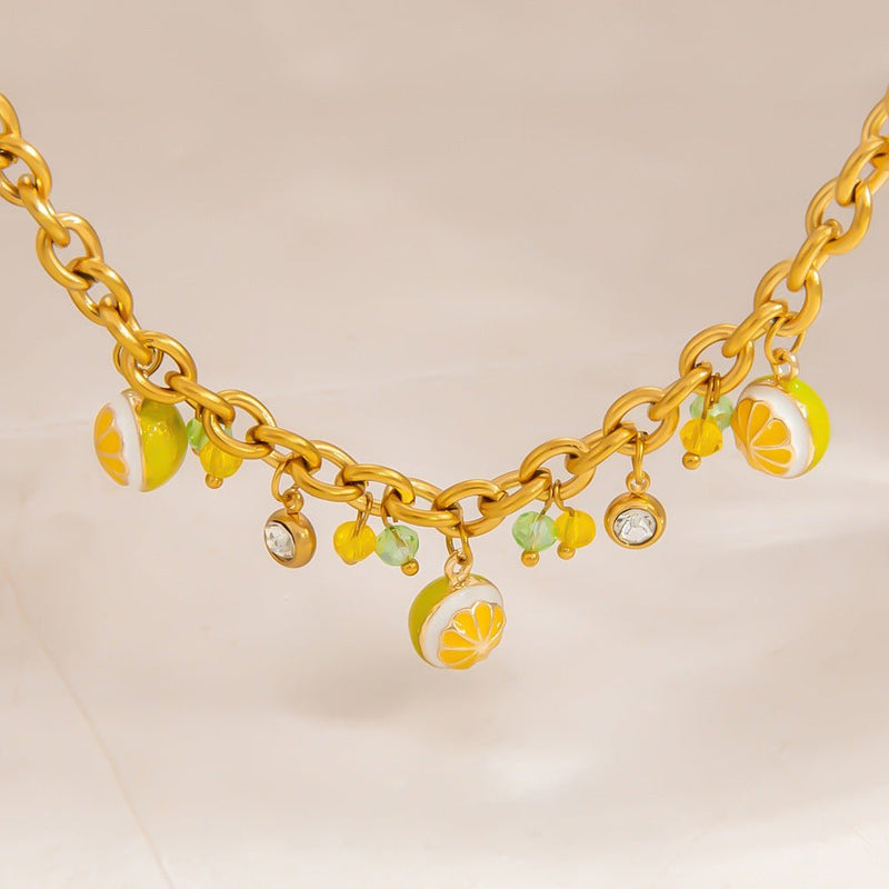 Bracelet charms, en acier inoxydable, citrons et zircons, pour femme, modèle Cirelle - La Boutique du Bracelet