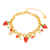 Bracelet charms, en acier inoxydable, fraises et zircons, pour femme, modèle Charla - La Boutique du Bracelet