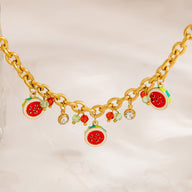 Bracelet charms, en acier inoxydable, pastèques et zircons, pour femme, modèle Pania - La Boutique du Bracelet