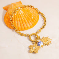 Bracelet charms florals, en acier inoxydable, fleur et soleil, pour femme, modèle Inime - La Boutique du Bracelet