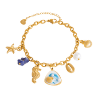 Bracelet charms marins, en acier inoxydable, perles et coquillages, pour femme, modèle Uru - La Boutique du Bracelet