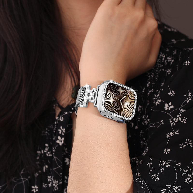 Bracelet chic et mignon, ruban noué, en acier inoxydable, pour Apple Watch, modèle Bima - La Boutique du Bracelet
