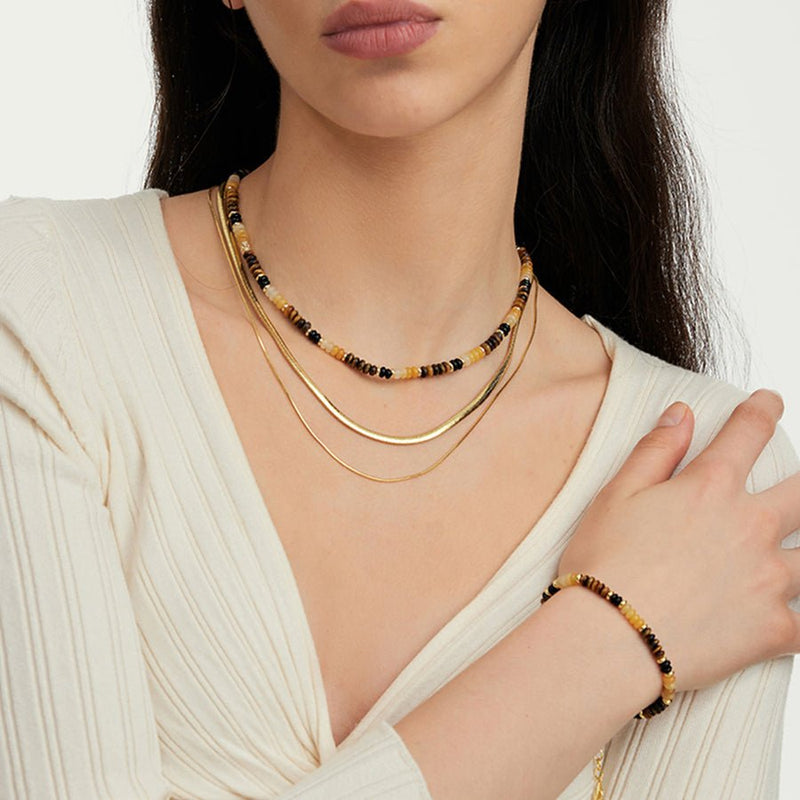 Bracelet chic, pierres précieuses style oeil de tigre, fines, pour femme, modèle Almire - La Boutique du Bracelet