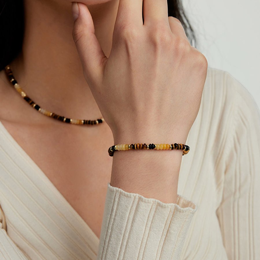 Bracelet chic, pierres précieuses style oeil de tigre, fines, pour femme, modèle Almire - La Boutique du Bracelet