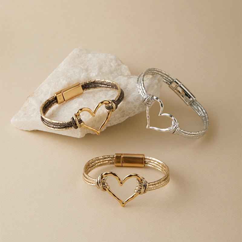 Bracelet cœur fondant, triple rangs, pour femme, modèle Jouva - La Boutique du Bracelet