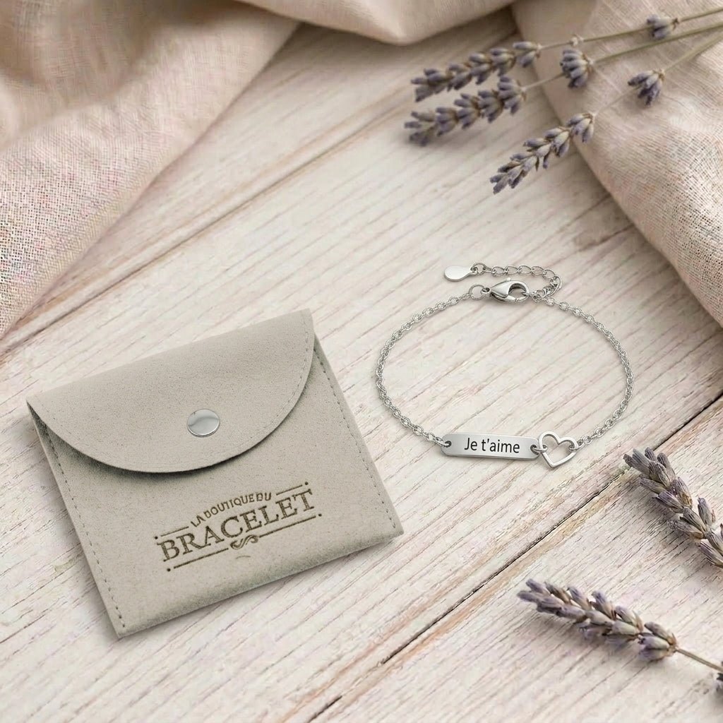 Personalisiertes Herzarmband aus Edelstahl für Damen, Modell Amélia