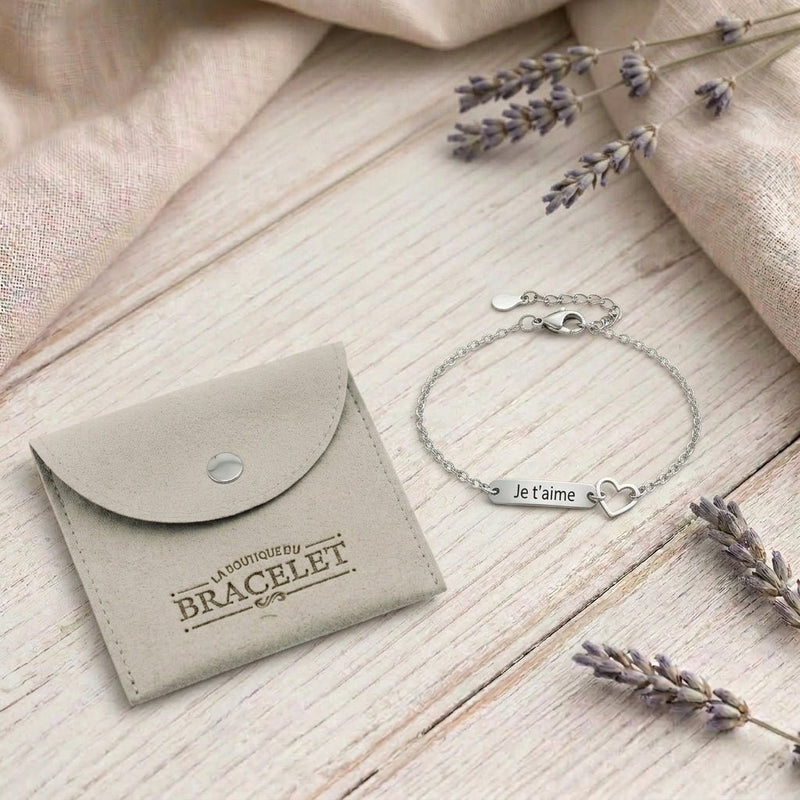 Brățară inimă personalizată, din oțel inoxidabil, pentru femei, model Amélia