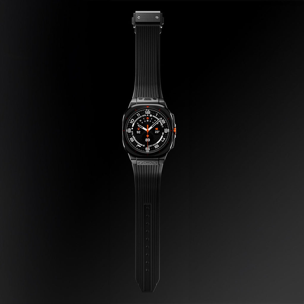 Bracelet en silicone noir 22 mm avec fixation ferme pour Samsung Galaxy Watch Ultra modèle Touko.