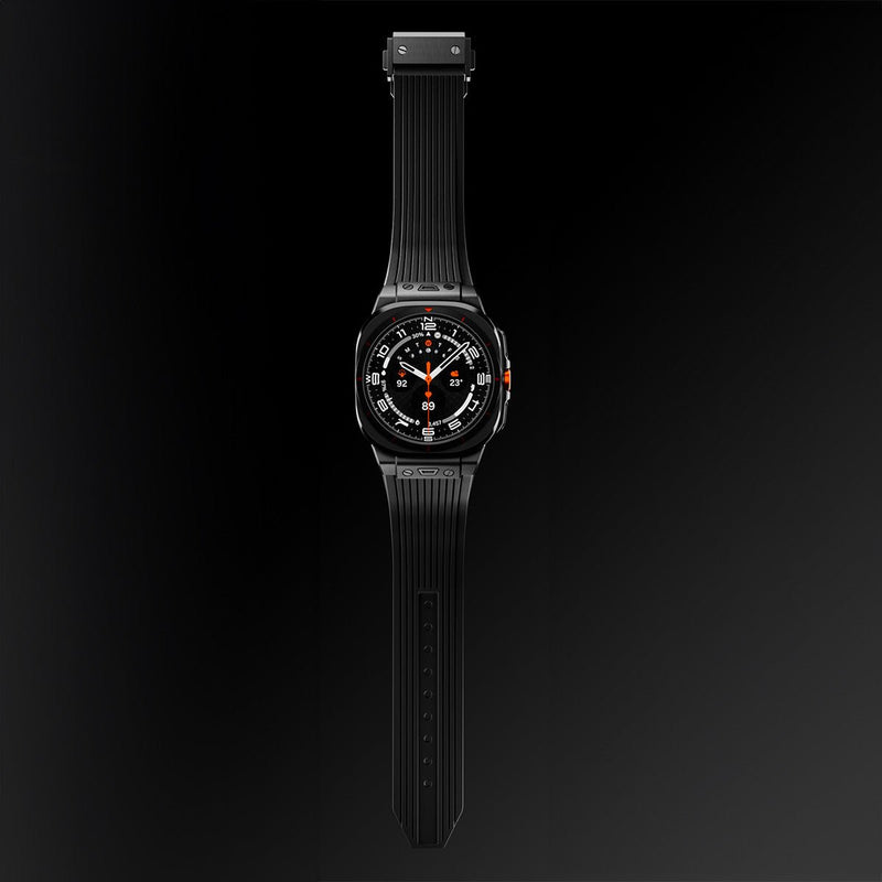 Bracelet en silicone noir 22 mm avec fixation ferme pour Samsung Galaxy Watch Ultra modèle Touko.