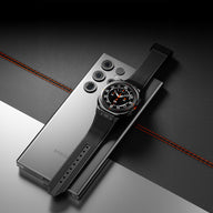 Bracelet silicone noir pour Samsung Galaxy Watch Ultra avec fixation ferme et style sportif.