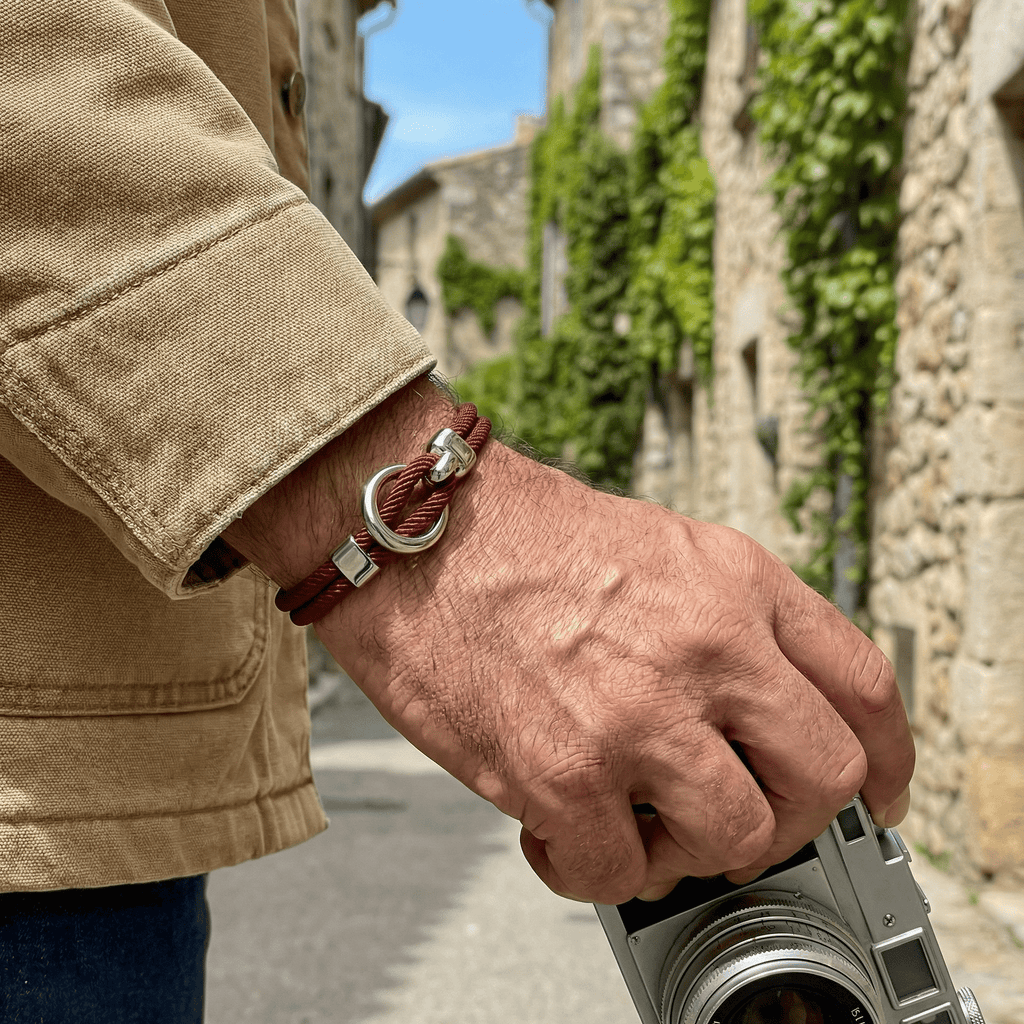 Kordelarmband mit Haken aus Edelstahl, Modell Pedro