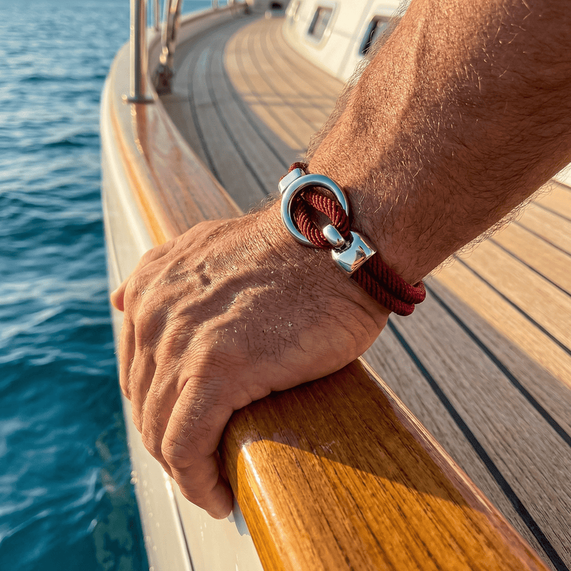 Kordelarmband mit Haken aus Edelstahl, Modell Pedro