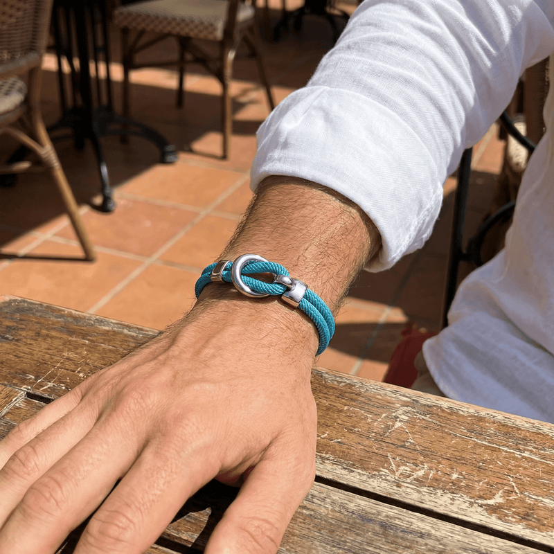 Kordelarmband mit Haken aus Edelstahl, Modell Pedro