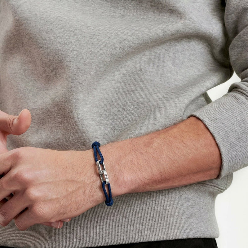 Adjustable Cord Bracelet, Customizable Stainless Steel, Personalized Engraved Jewelry, Unique Gift, Wrist Accessory, Pacore Model