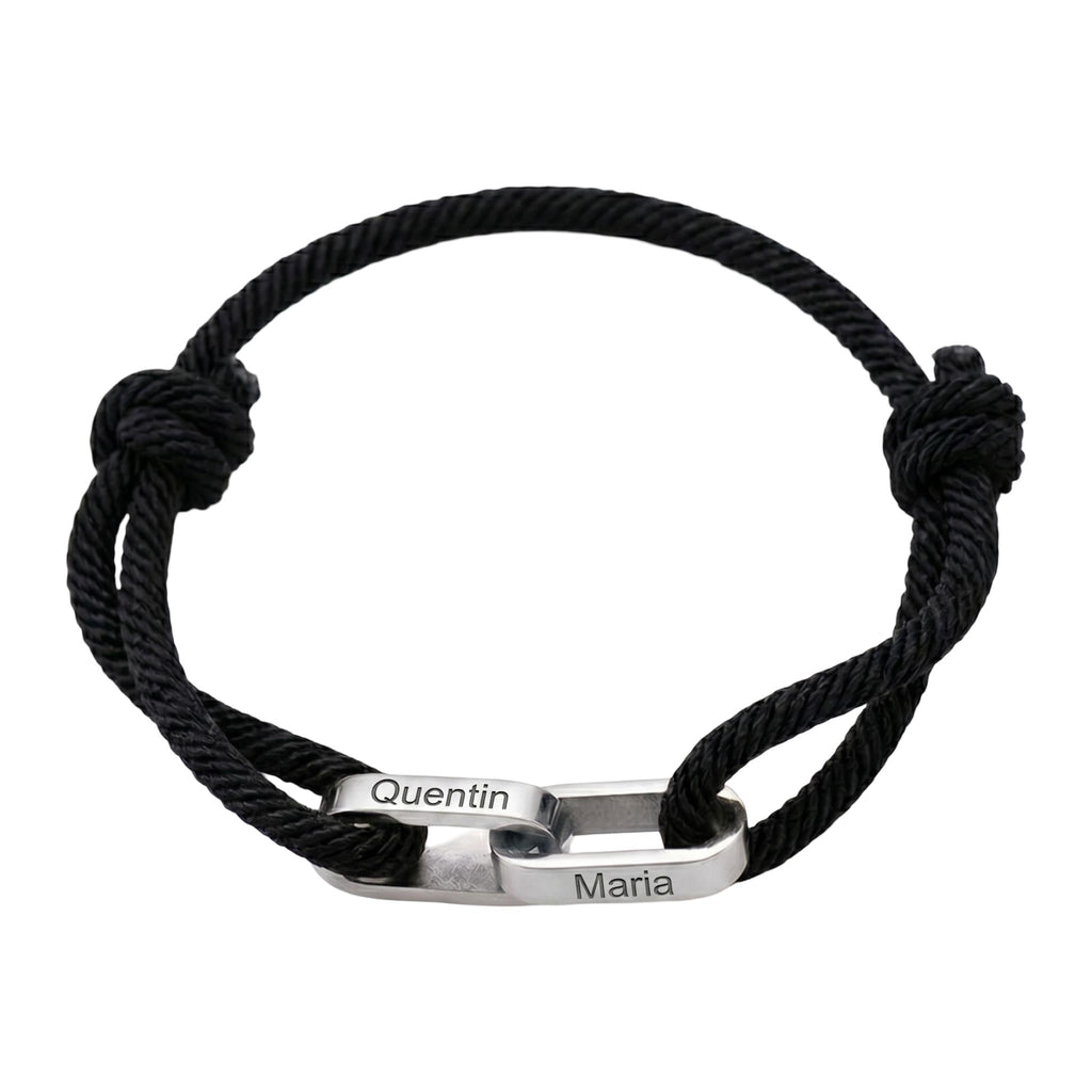 Adjustable Cord Bracelet, Customizable Stainless Steel, Personalized Engraved Jewelry, Unique Gift, Wrist Accessory, Pacore Model