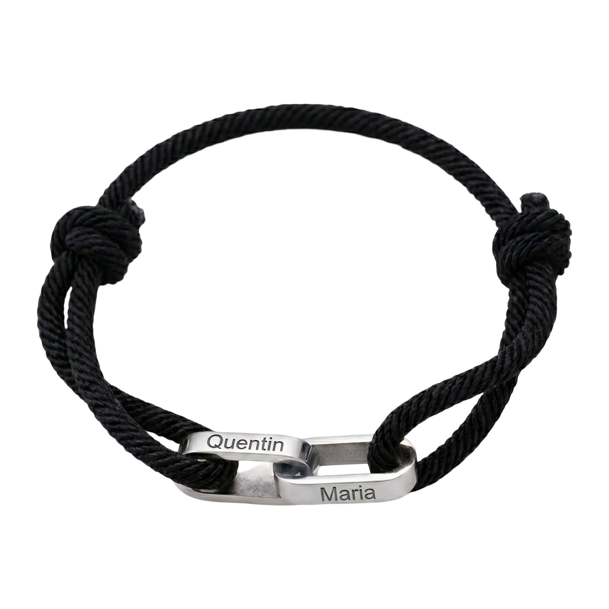 Adjustable Cord Bracelet, Customizable Stainless Steel, Personalized Engraved Jewelry, Unique Gift, Wrist Accessory, Pacore Model