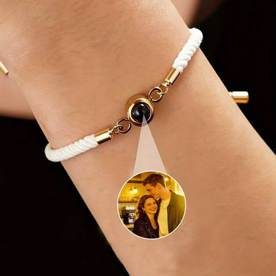 Personalisierbares Kordelarmband mit Fotoprojektion, vergoldet oder versilbert, Modell Lenzou