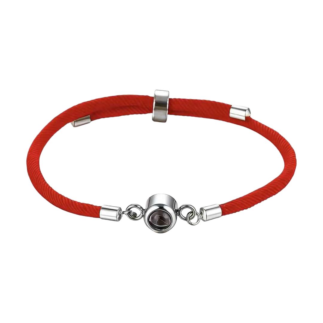 Personalisierbares Kordelarmband mit Fotoprojektion, vergoldet oder versilbert, Modell Lenzou