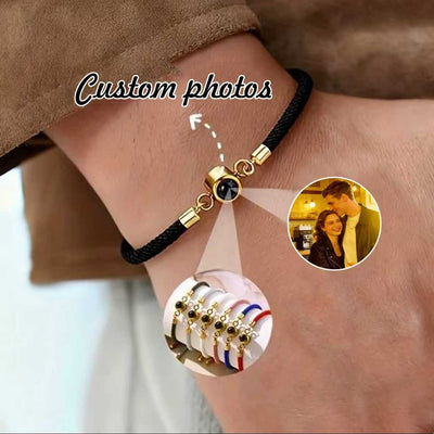 Personalisierbares Kordelarmband mit Fotoprojektion, vergoldet oder versilbert, Modell Lenzou