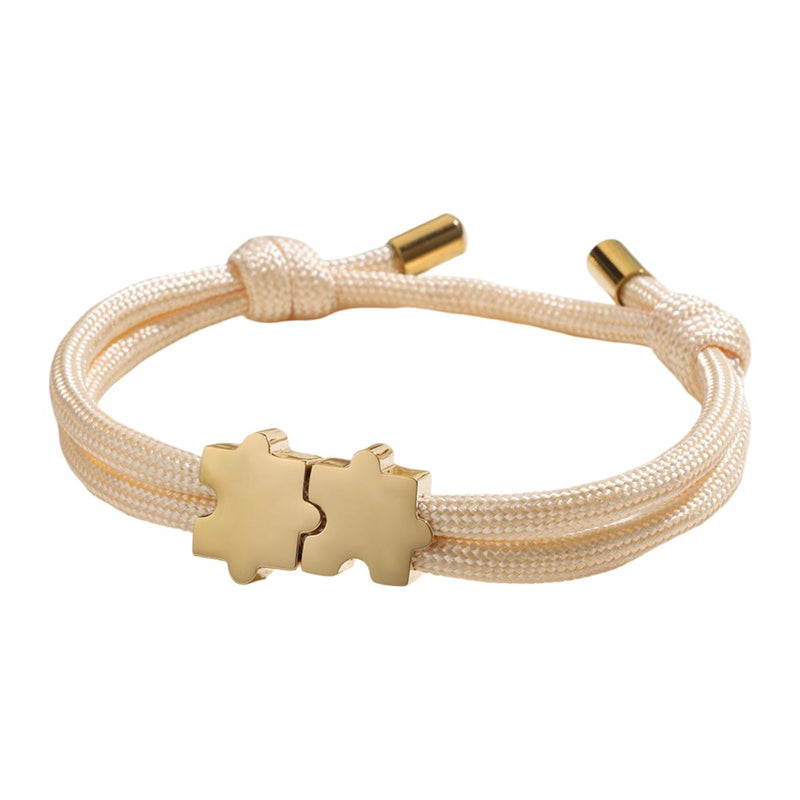 Adjustable nylon cord bracelet, personalized jewelry with engravable puzzle piece, perfect gift for couples, Pouzie model