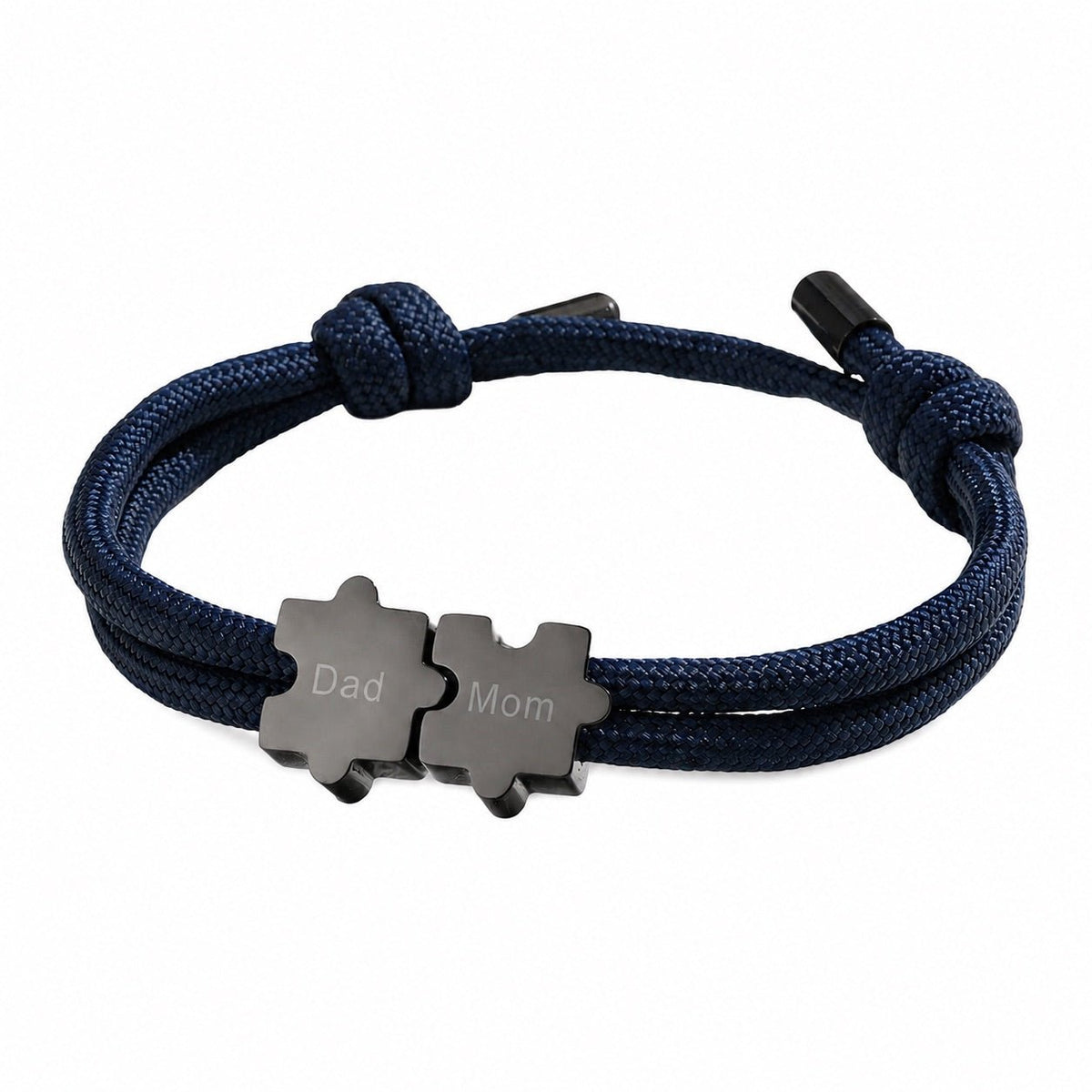 Bracelet paracorde ajustable, pendentif puzzle en acier personnalisable, modèle Pouzie