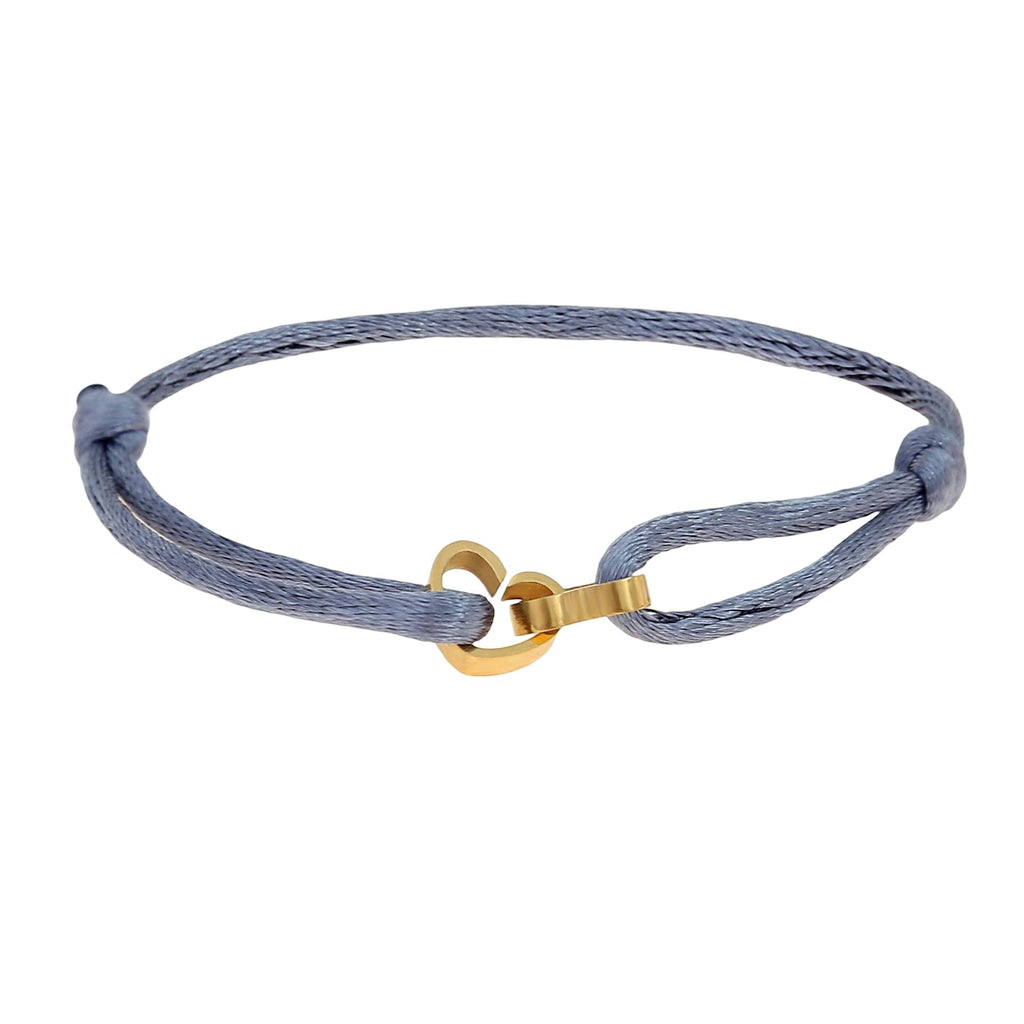 Adjustable Cord Bracelet for Women, Double Heart Jewelry in Gold-Plated Stainless Steel, Summer Nylon Cord, Elegant Romantic Gift, Model Fenza