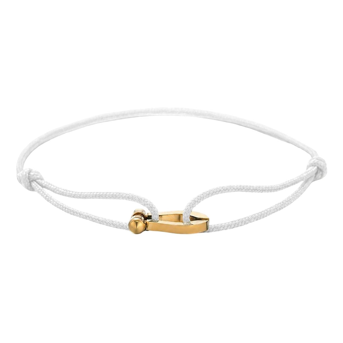Verstellbares Armband aus Nylonband, Hufeisen-Motiv aus Edelstahl, Modell Ulrich