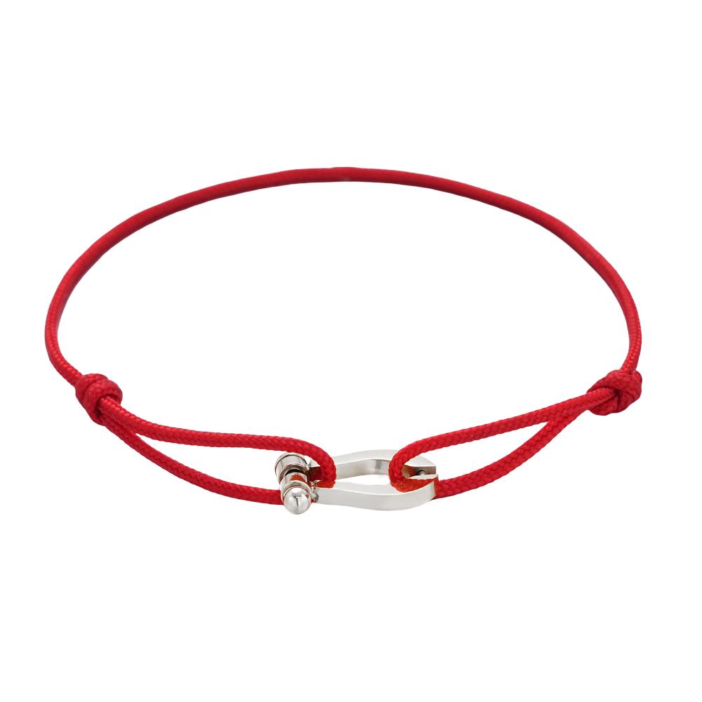 Verstellbares Armband aus Nylonband, Hufeisen-Motiv aus Edelstahl, Modell Ulrich