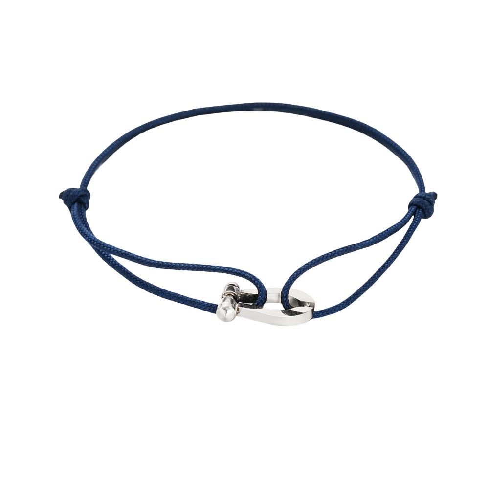 Verstellbares Armband aus Nylonband, Hufeisen-Motiv aus Edelstahl, Modell Ulrich