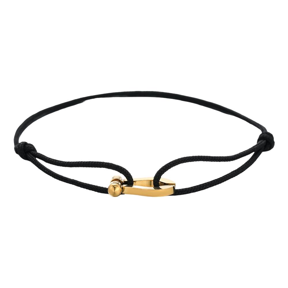 Verstellbares Armband aus Nylonband, Hufeisen-Motiv aus Edelstahl, Modell Ulrich