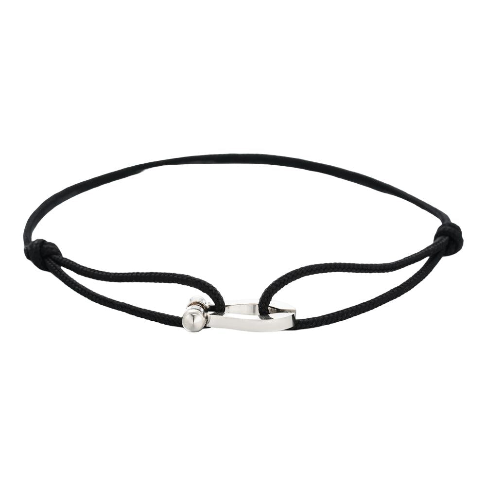 Verstellbares Armband aus Nylonband, Hufeisen-Motiv aus Edelstahl, Modell Ulrich