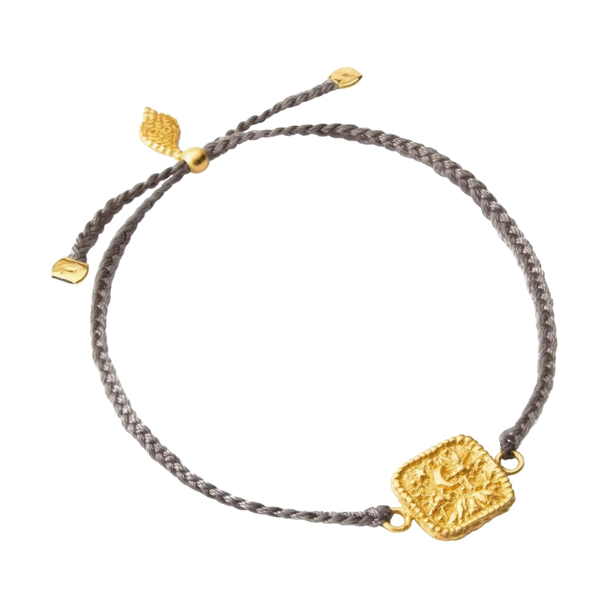 Pulsera de cordón ajustable, medallón celeste con acabado dorado, grabado de mensaje espiritual, joya talismán para mujer, modelo Sunsa