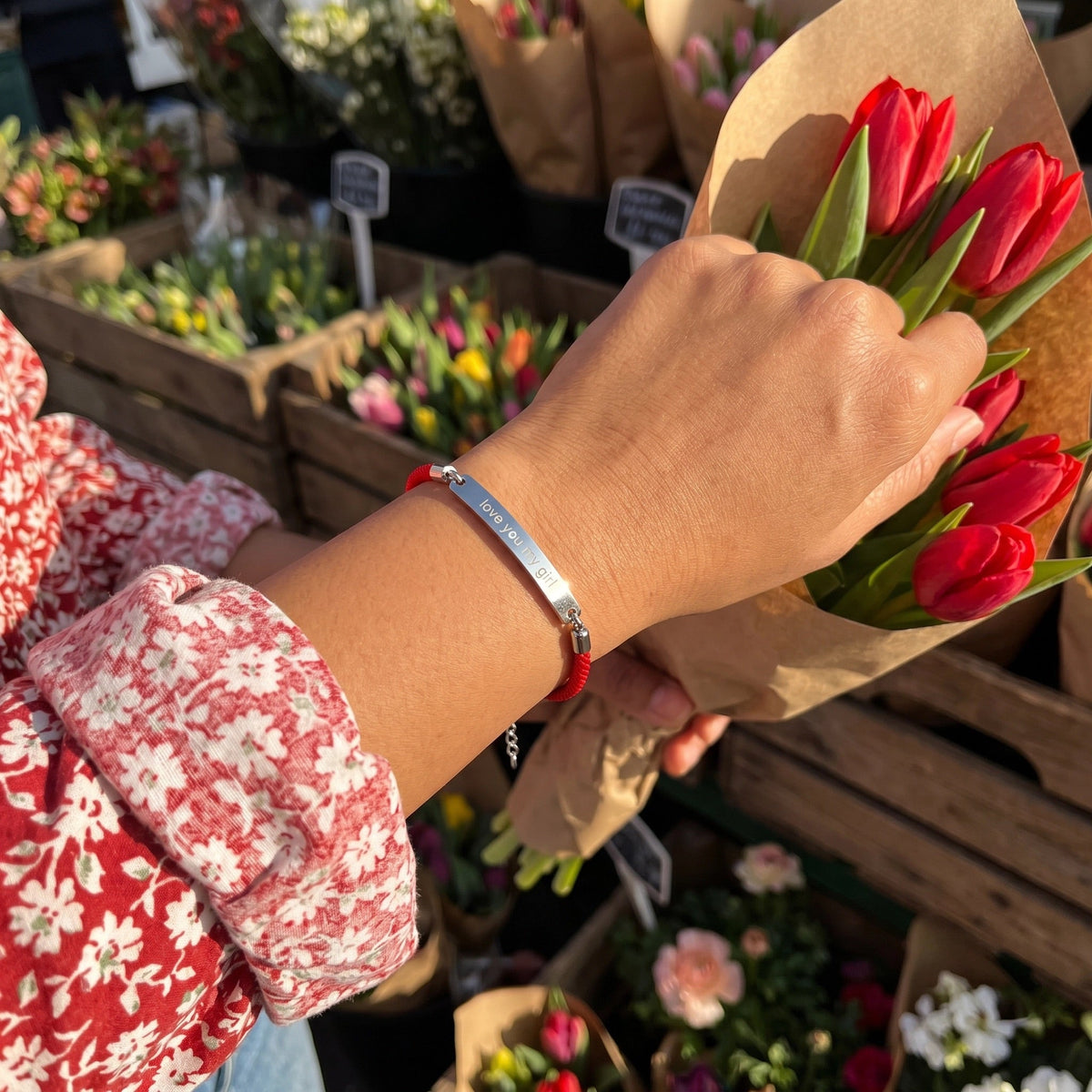 Bracelet cordon tressé personnalisable, plaque acier inoxydable à graver, modèle Simz