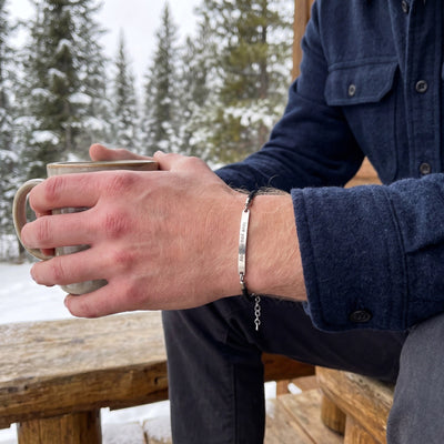 Bracelet cordon tressé personnalisable, plaque acier inoxydable à graver, modèle Simz