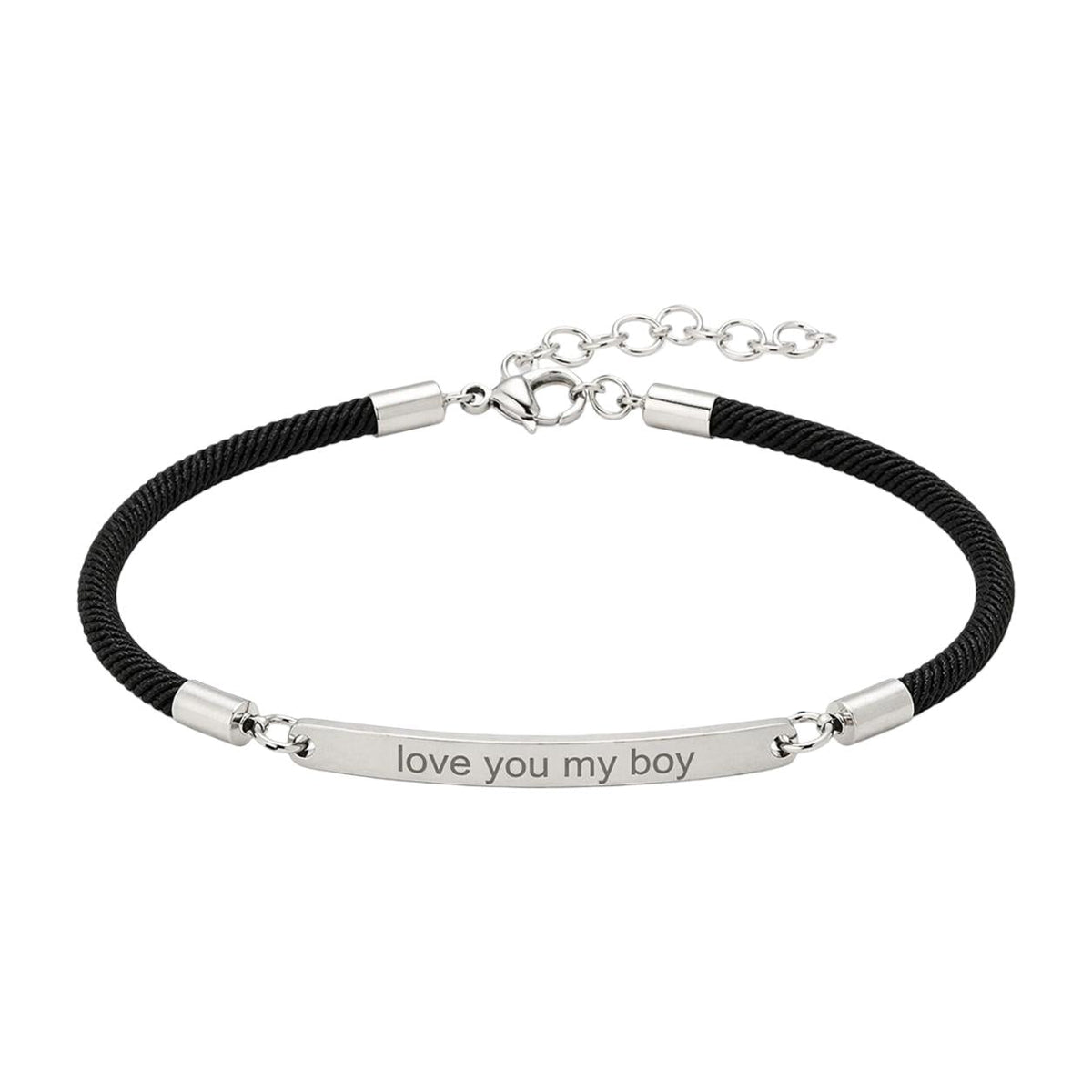 Bracelet cordon tressé personnalisable, plaque acier inoxydable à graver, modèle Simz