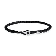 Bracelet cordon noir tressé avec fermoir argenté minimaliste modèle Amadeo.