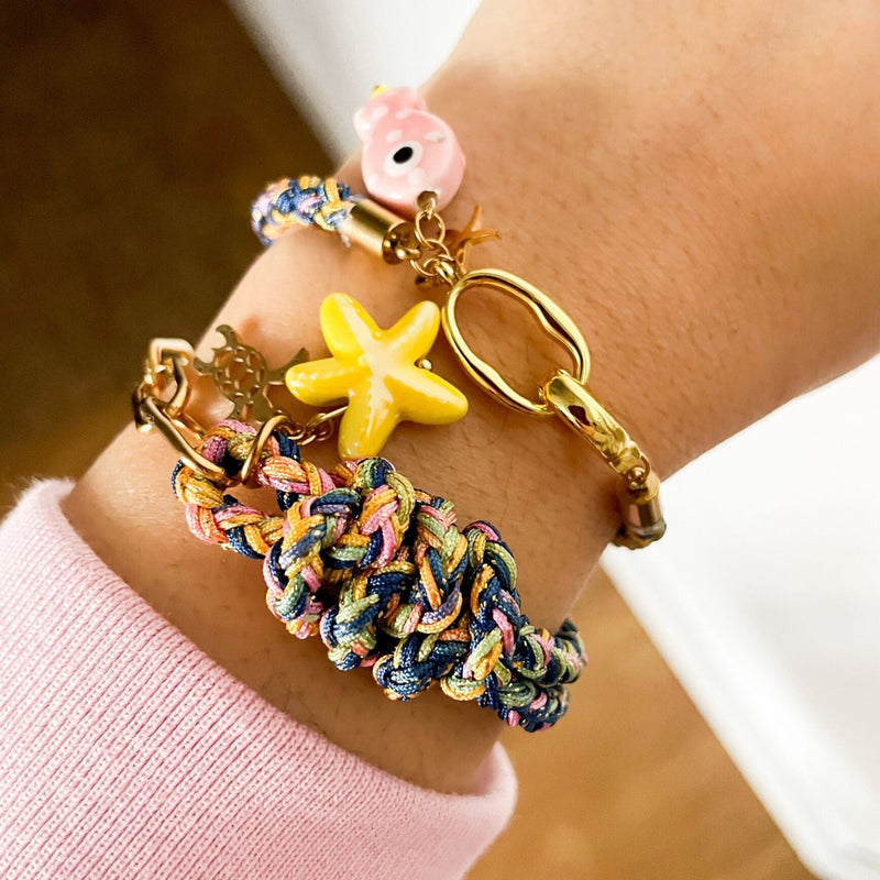 Bracelet cordon, aux multiples charms de la mer, en acier inoxydable, pour femme, modèle Tilya