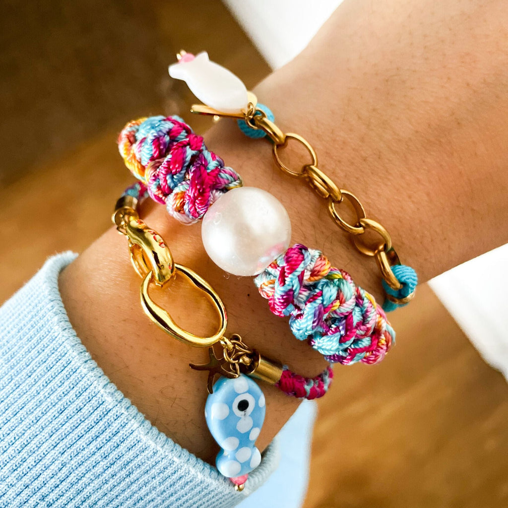 Bracelet cordon, aux multiples charms de la mer, en acier inoxydable, pour femme, modèle Tilya - La Boutique du Bracelet