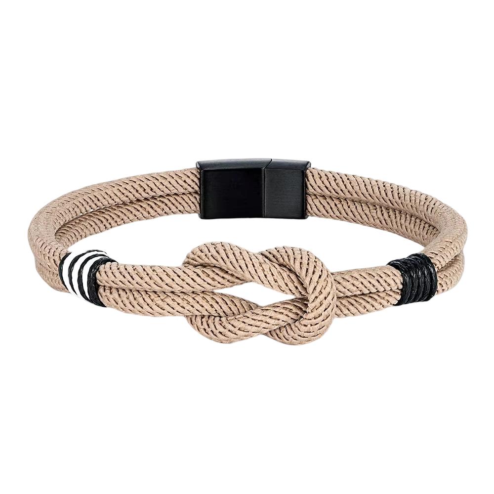 Bracelet cordon Bretagne, noeud marin, couleurs bretonnes, noir et blanc, modèle Malo