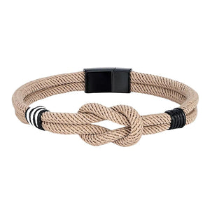 Kordelarmband Bretagne, Seemannsknoten, bretonische Farben, Schwarz und Weiß, Modell Malo