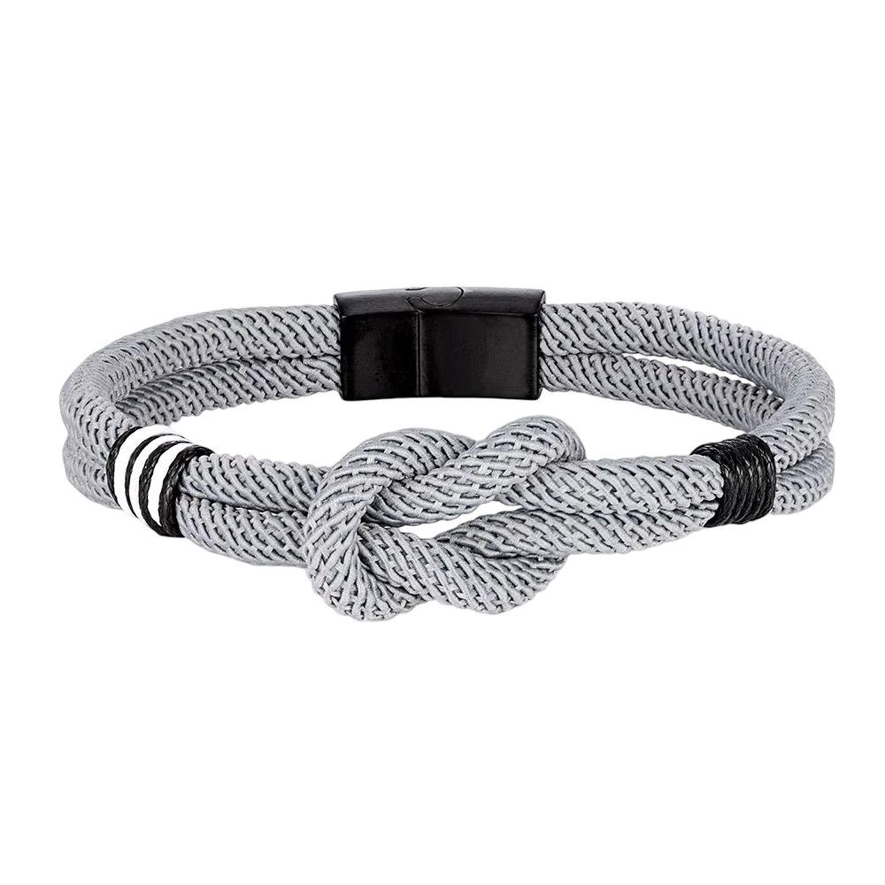 Bracelet cordon Bretagne, noeud marin, couleurs bretonnes, noir et blanc, modèle Malo