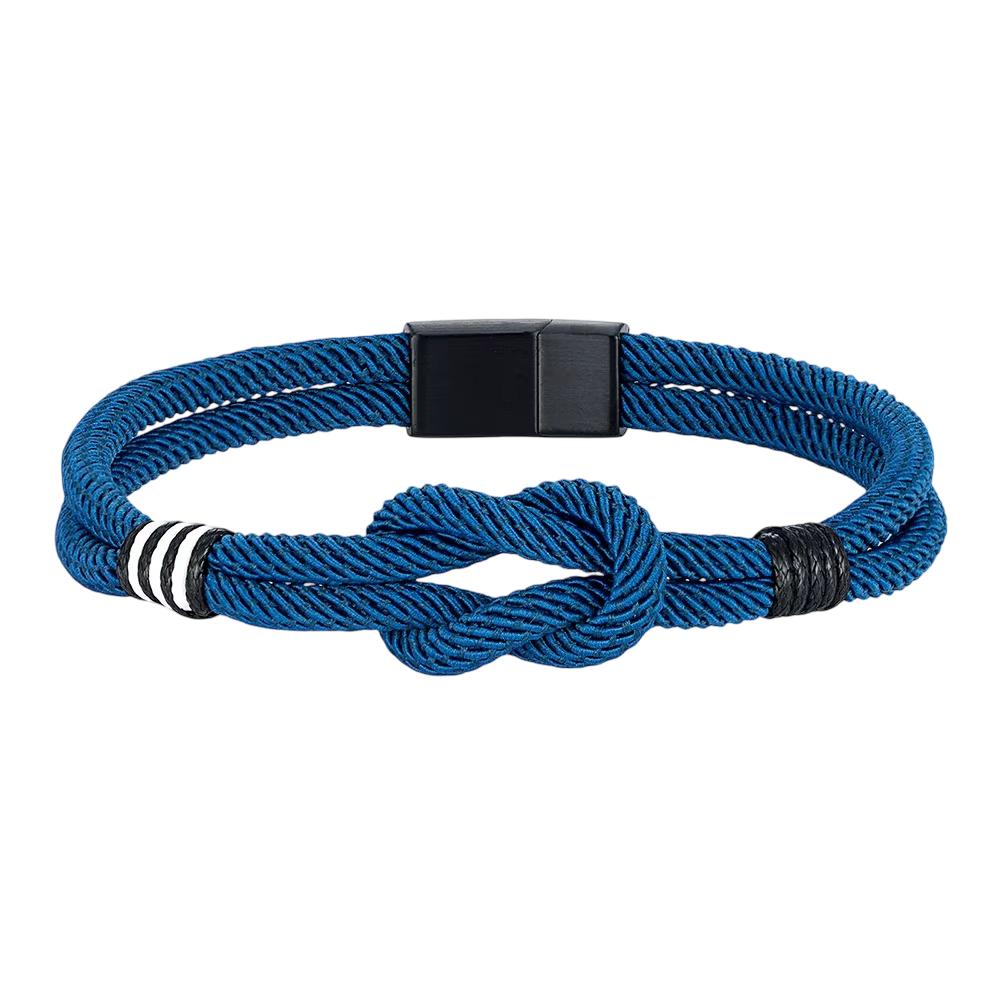 Bracelet cordon Bretagne, noeud marin, couleurs bretonnes, noir et blanc, modèle Malo