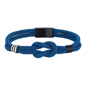 Kordelarmband Bretagne, Seemannsknoten, bretonische Farben, Schwarz und Weiß, Modell Malo