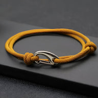 Bracelet cordon jaune à mousqueton argenté ajustable pour homme modèle Willy.