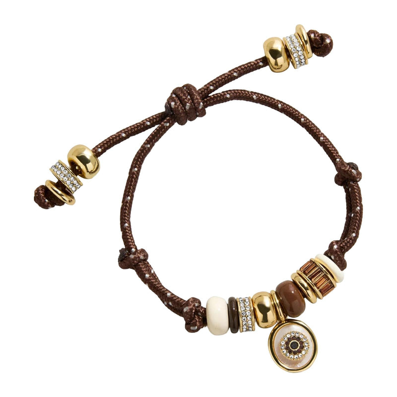 Pulsera de cordón deslizante de nailon, con dije de ojo protector, cuentas de resina de colores, joya ajustable, modelo Pétra