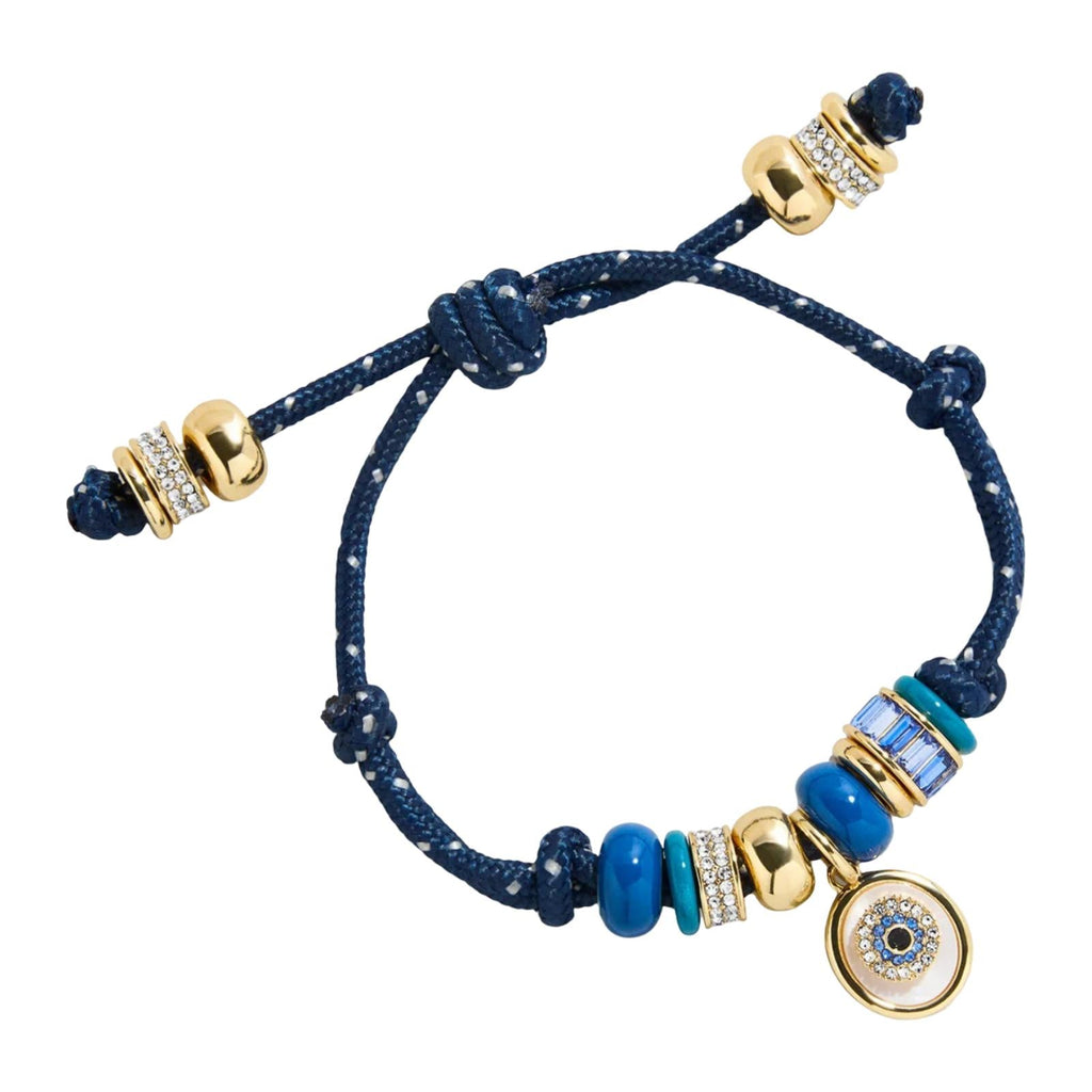 Pulsera de cordón deslizante de nailon, con dije de ojo protector, cuentas de resina de colores, joya ajustable, modelo Pétra